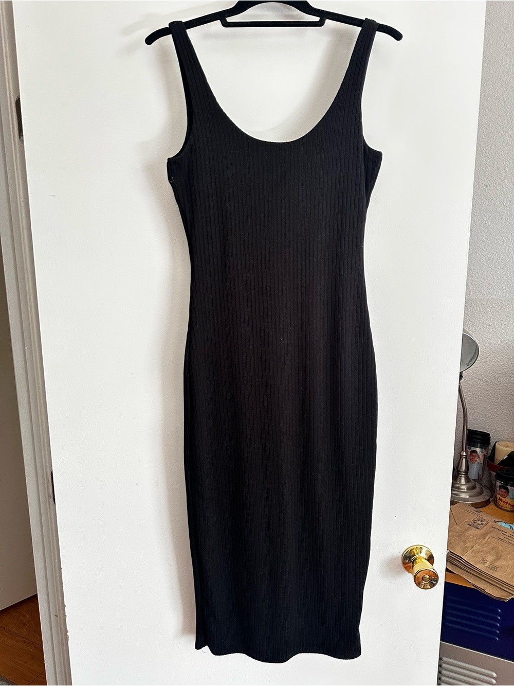 Heart Hips Black Ribbed Tank Midi Dress